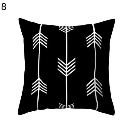 Elegant Geometric Peach Skin Pillow Cover - Modern Monochrome Design