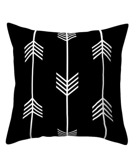 Elegant Geometric Peach Skin Pillow Cover - Modern Monochrome Design