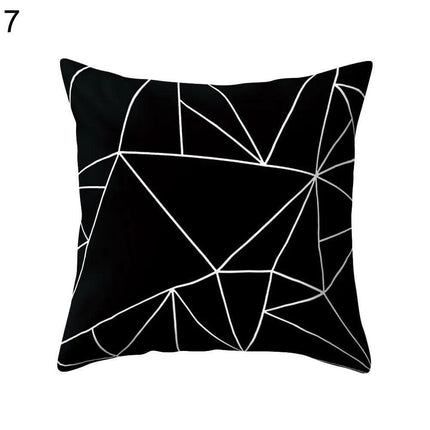 Elegant Geometric Peach Skin Pillow Cover - Modern Monochrome Design