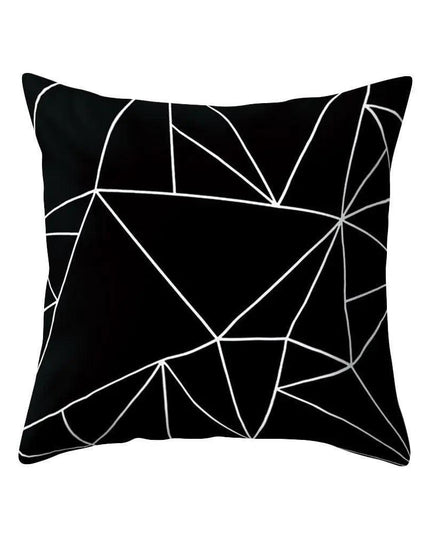 Elegant Geometric Peach Skin Pillow Cover - Modern Monochrome Design