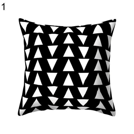 Elegant Geometric Peach Skin Pillow Cover - Modern Monochrome Design