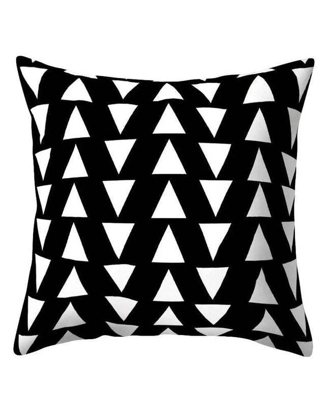 Elegant Geometric Peach Skin Pillow Cover - Modern Monochrome Design