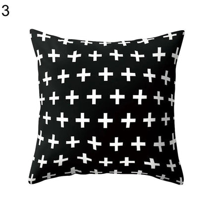 Elegant Geometric Peach Skin Pillow Cover - Modern Monochrome Design