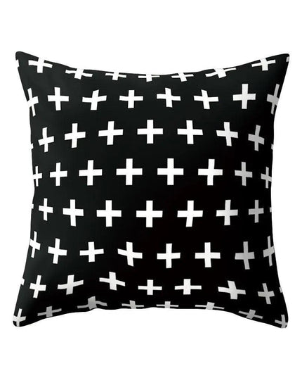 Elegant Geometric Peach Skin Pillow Cover - Modern Monochrome Design