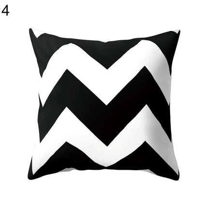 Elegant Geometric Peach Skin Pillow Cover - Modern Monochrome Design