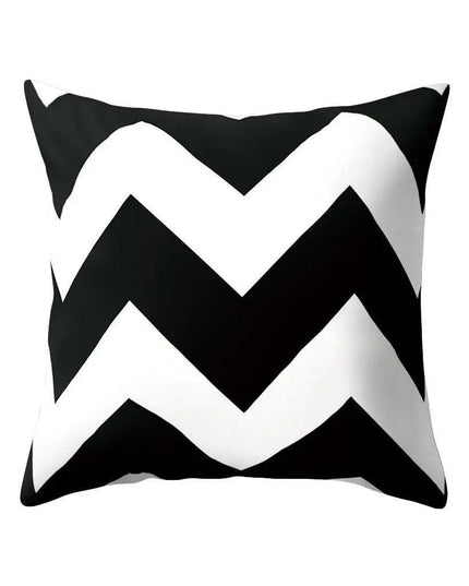 Elegant Geometric Peach Skin Pillow Cover - Modern Monochrome Design