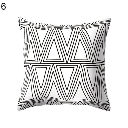 Elegant Geometric Peach Skin Pillow Cover - Modern Monochrome Design