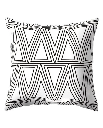 Elegant Geometric Peach Skin Pillow Cover - Modern Monochrome Design