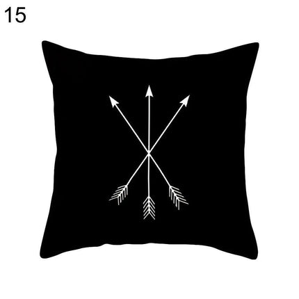 Elegant Geometric Peach Skin Pillow Cover - Modern Monochrome Design