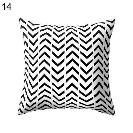 Elegant Geometric Peach Skin Pillow Cover - Modern Monochrome Design