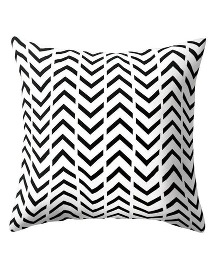 Elegant Geometric Peach Skin Pillow Cover - Modern Monochrome Design