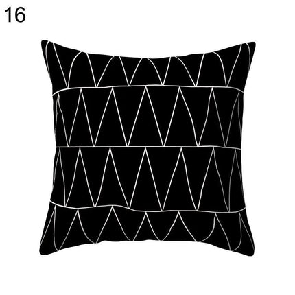 Elegant Geometric Peach Skin Pillow Cover - Modern Monochrome Design