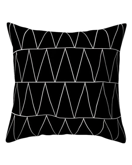 Elegant Geometric Peach Skin Pillow Cover - Modern Monochrome Design