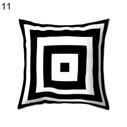 Elegant Geometric Peach Skin Pillow Cover - Modern Monochrome Design