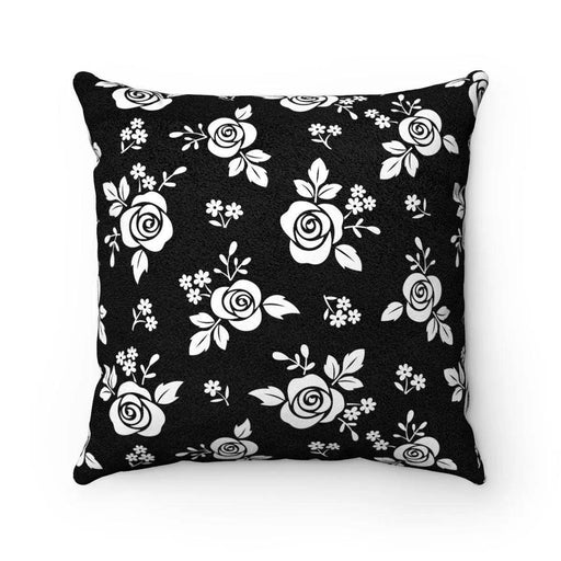Reversible Black and White Roses Microfiber Decorative Pillow with Vibrant Prints