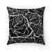 Reversible Black and White Roses Microfiber Decorative Pillow with Double-Sided Print