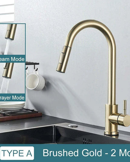 Modern Touchless Black Stainless Steel Kitchen Faucet with Dual Spray Options