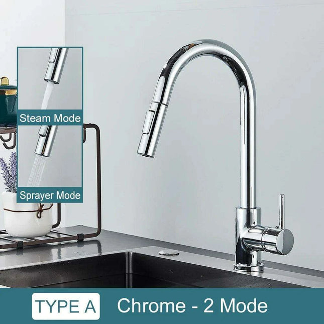 Modern Touchless Black Stainless Steel Kitchen Faucet with Dual Spray Options