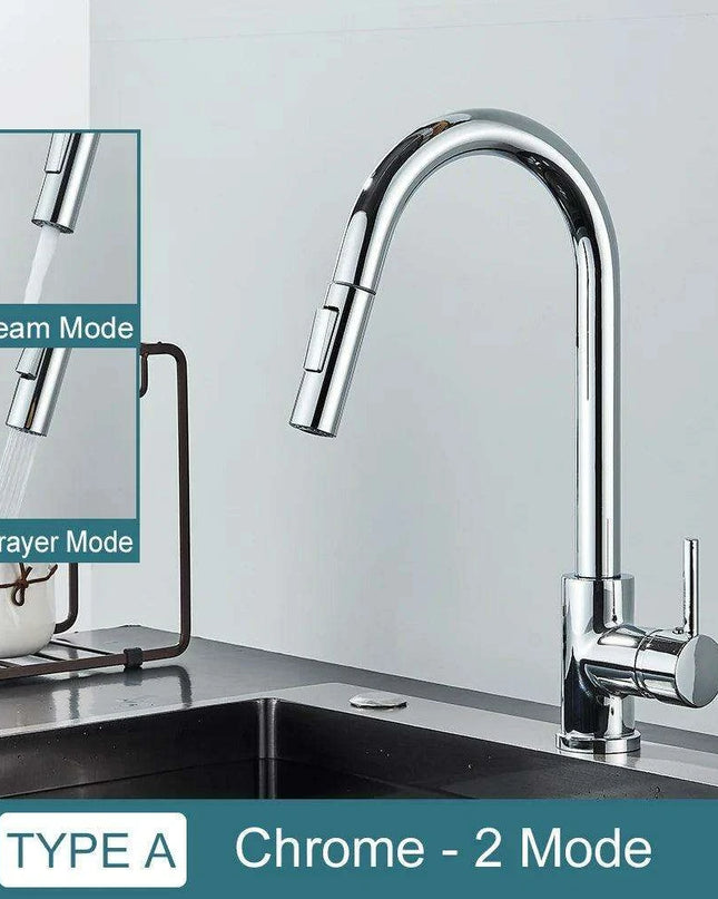 Modern Touchless Black Stainless Steel Kitchen Faucet with Dual Spray Options