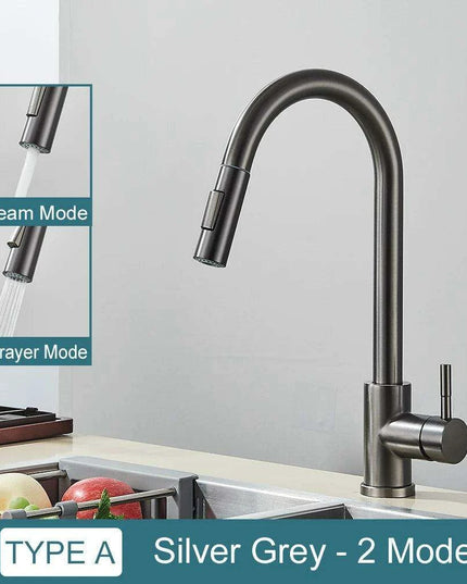 Modern Touchless Black Stainless Steel Kitchen Faucet with Dual Spray Options
