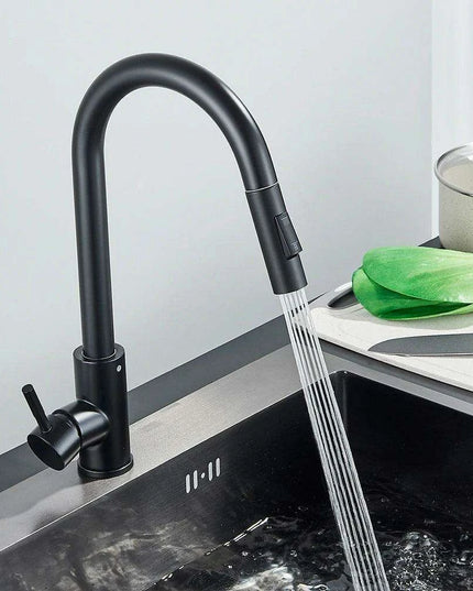 Modern Touchless Black Stainless Steel Kitchen Faucet with Dual Spray Options