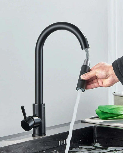 Modern Touchless Black Stainless Steel Kitchen Faucet with Dual Spray Options