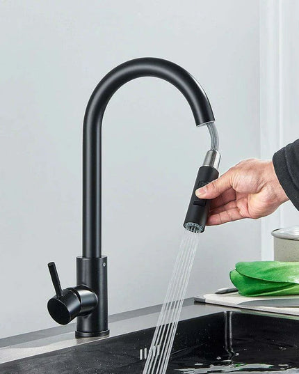 Modern Touchless Black Stainless Steel Kitchen Faucet with Dual Spray Options