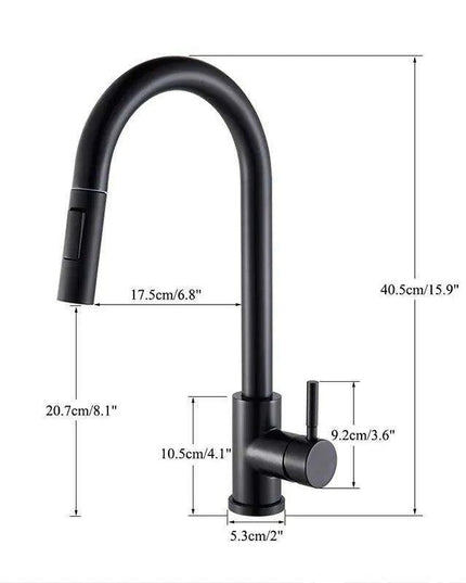 Modern Touchless Black Stainless Steel Kitchen Faucet with Dual Spray Options