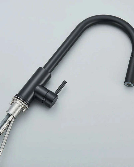 Modern Touchless Black Stainless Steel Kitchen Faucet with Dual Spray Options