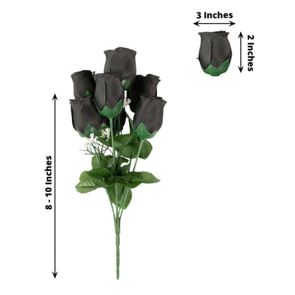AliKopy 12 Black Silk Rose Bud Bouquets - Premium Quality & Realistic