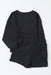 Black Textured Long Sleeve Top and Drawstring Shorts Set