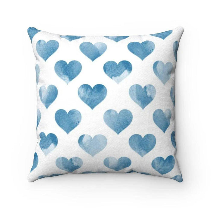 Reversible Valentine Cushion Cover with Vibrant Blue Heart Design for Home Decor