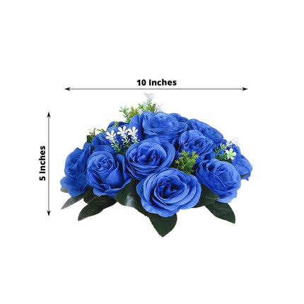 AliKopy 2 Pack Royal Blue Silk 15-Head Rose Flower Balls - 10" Centerp