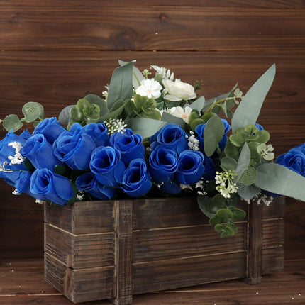AliKopy 12 Royal Blue Silk Rose Bud Bouquets - Premium Quality, Realis
