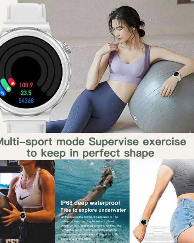 Chic Bluetooth Smartwatch for Women's Wellness with Tailored Features