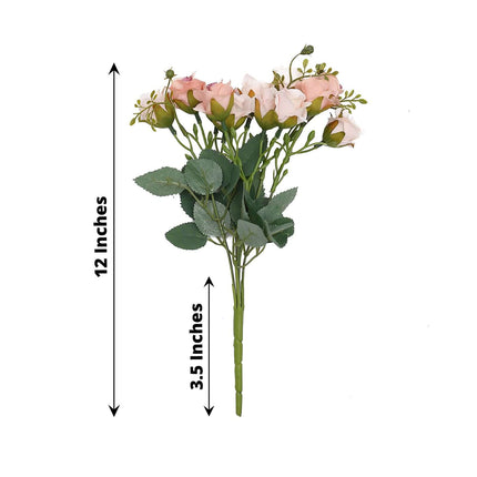 AliKopy 2 Pack 12" Blush Artificial Rose Bouquets - Realistic Faux Flo