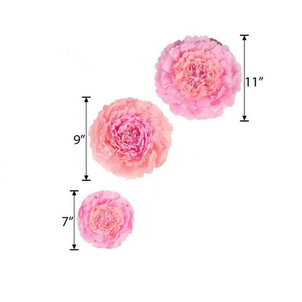 AliKopy 3D Blush Pink Carnation Paper Flowers Wall Decor - Set of 6, 7