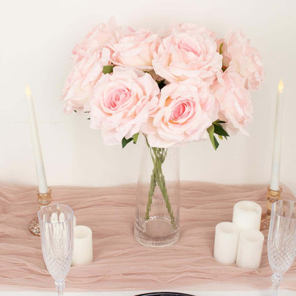 AliKopy 17" Blush Silk Jumbo Rose Bouquet - High Quality, Wedding-Read