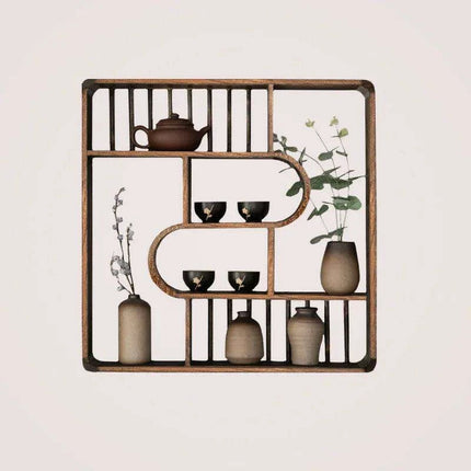 Elegant Solid Wood Chinese Tea Pot Display Shelf - Chic Organizer for Tea Aficionados