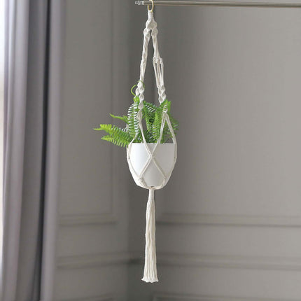 AliKopy 2-Pack Ivory Boho Hanging Planter Baskets - Cotton Rope, Tasse