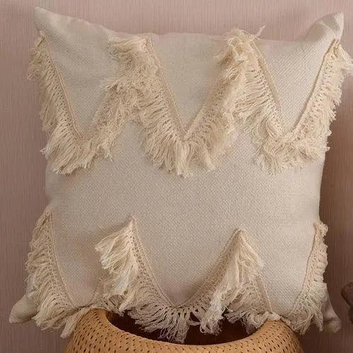 Luxurious Bohemian Moroccan Cushion Cover with Charming Tassels and Intricate Embroidery