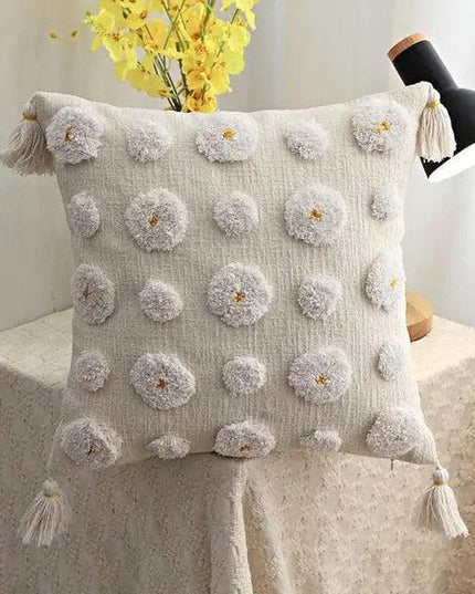 Luxurious Bohemian Moroccan Cushion Cover with Charming Tassels and Intricate Embroidery
