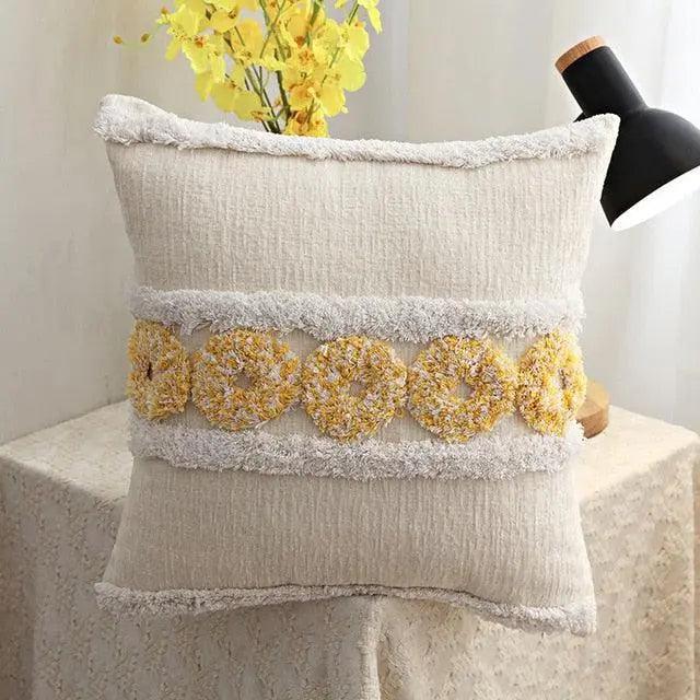 Luxurious Bohemian Moroccan Cushion Cover with Charming Tassels and Intricate Embroidery