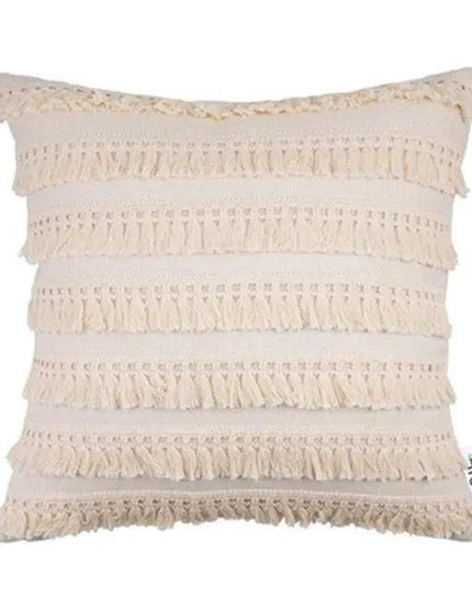 Luxurious Bohemian Moroccan Cushion Cover with Charming Tassels and Intricate Embroidery