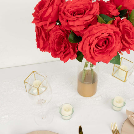 AliKopy 17" Red Premium Silk Jumbo Rose Bouquet - High Quality, Weddin