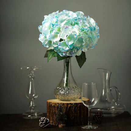 AliKopy 5-Pack Baby Blue Artificial Silk Hydrangea Flower Bouquets