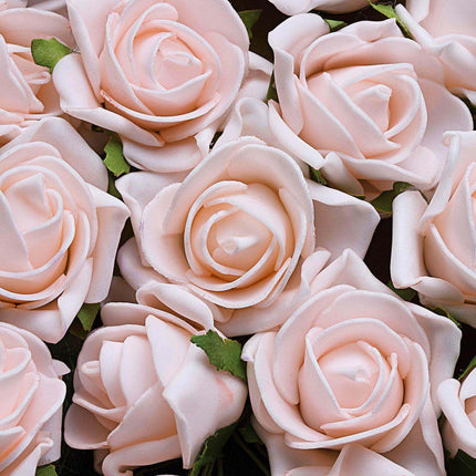 AliKopy 24 Blush Foam Roses - Realistic, Adjustable Stem & Leaves