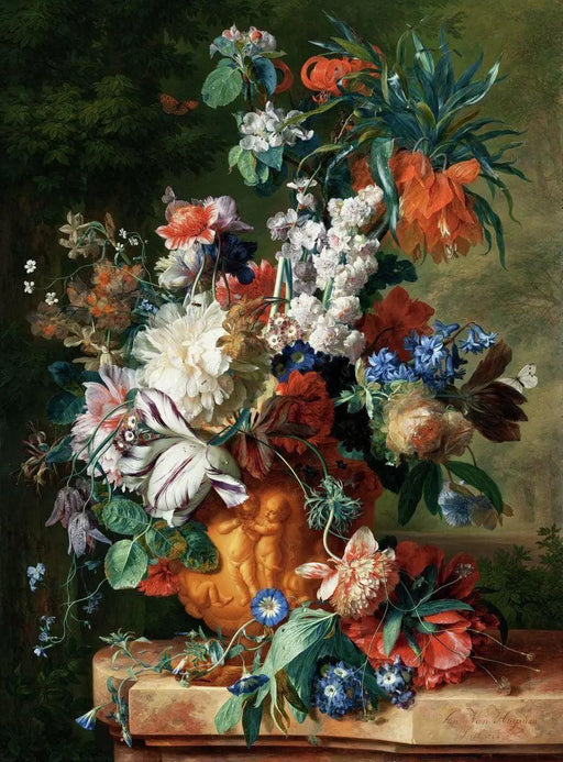 Floral Elegance: Luxurious Art Print Showcasing Exquisite Bouquet in Ornate Vase