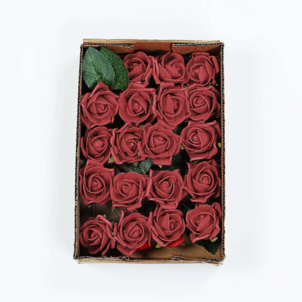 AliKopy 24 Red Foam Roses with Stem Wire and Realistic Leaves