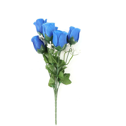 AliKopy 12 Royal Blue Silk Rose Bud Bouquets - Premium Quality, Realis